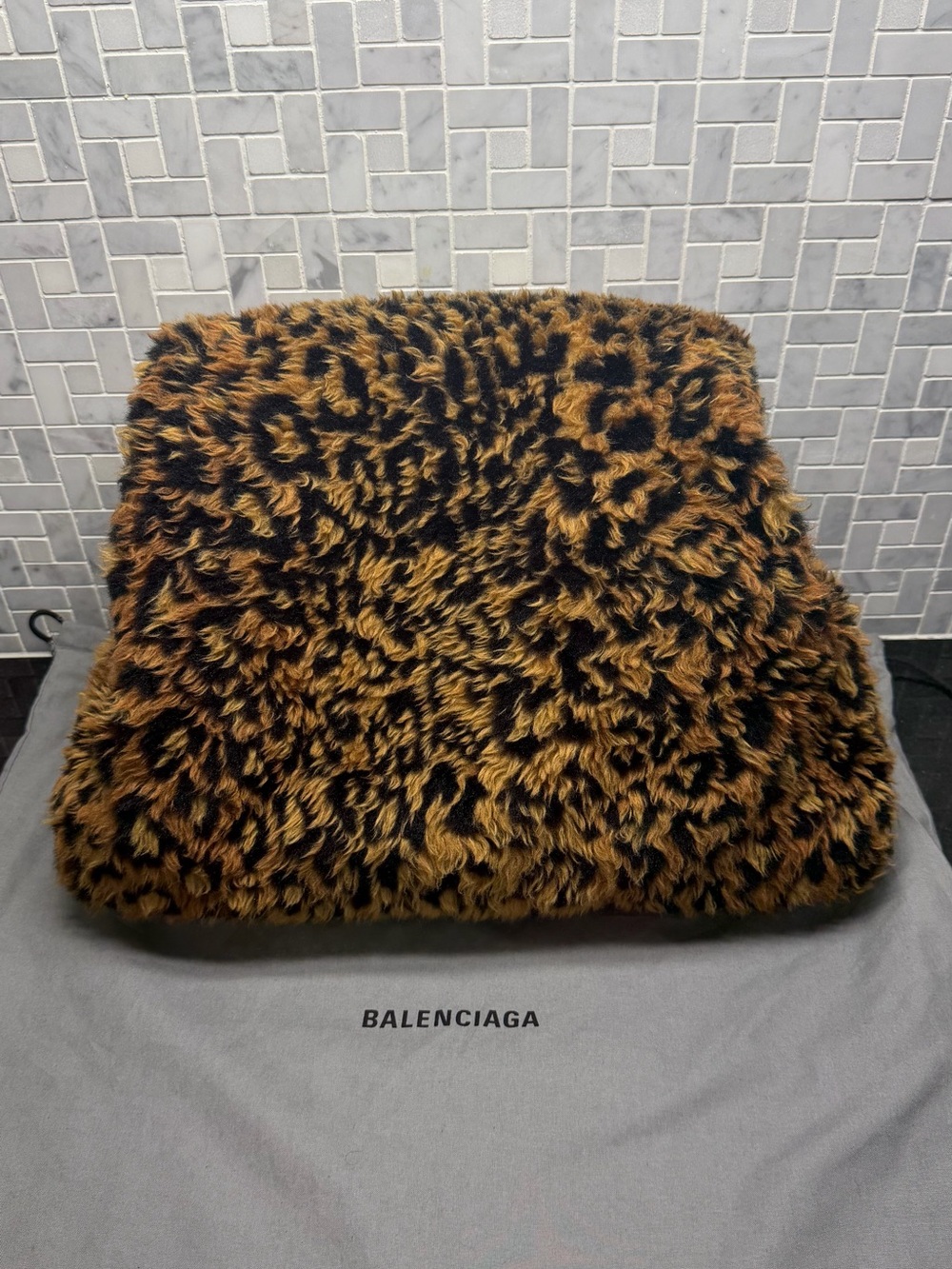 Balenciaga Puffer Medium Leopard Faux Fur Bag Brown Black $3,290 - Picture 7 of 10